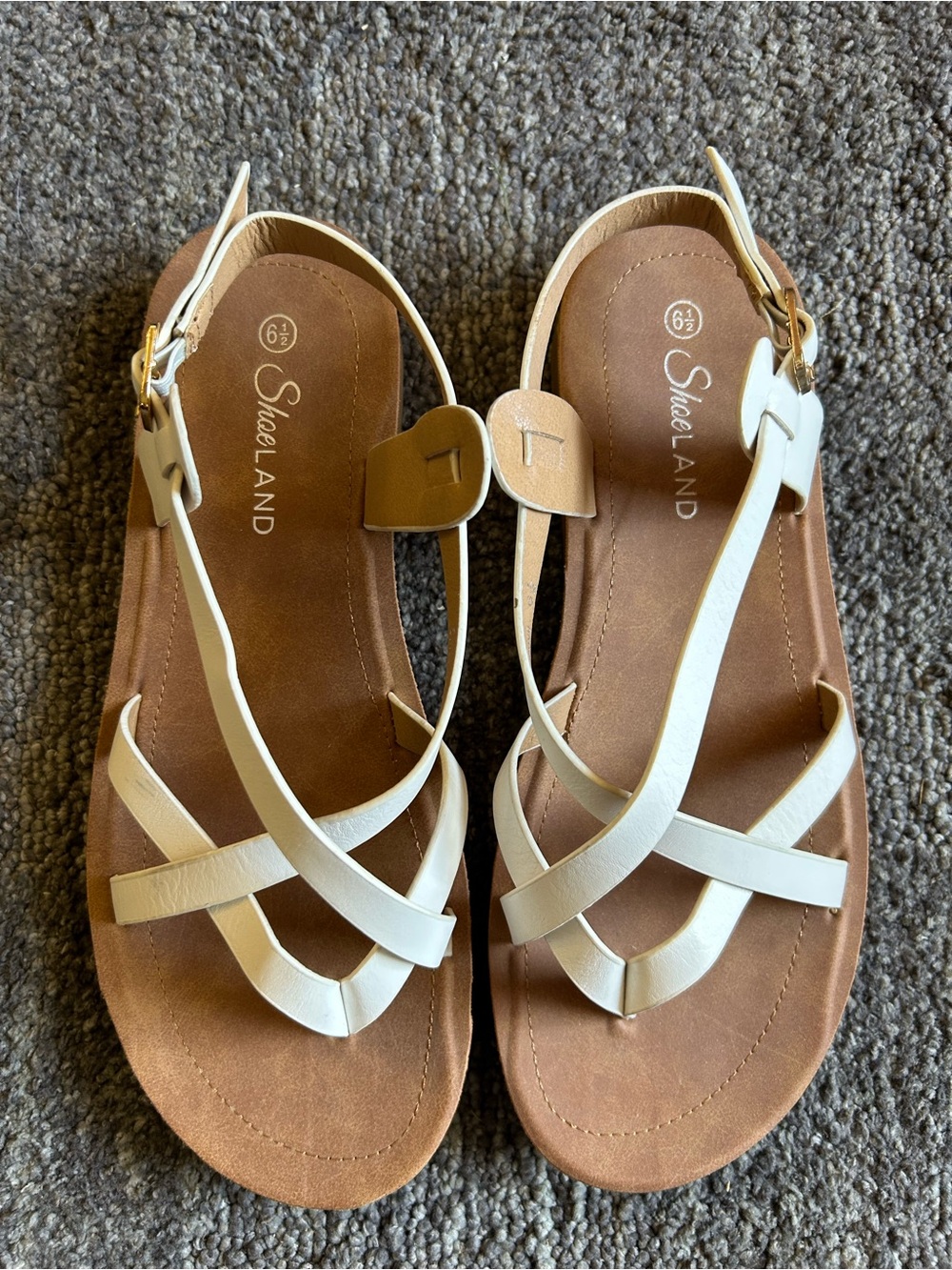 Shoeland White Crisscross Slingback Sandals for Women